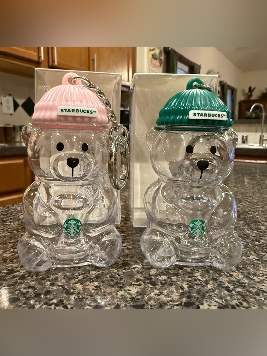 Other - Starbucks Exclusive Korea Bearista Miniature
Keychains  Green & Pink